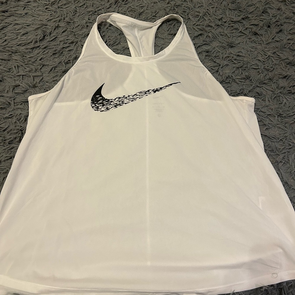 Nike Women's White and Black Tank Top